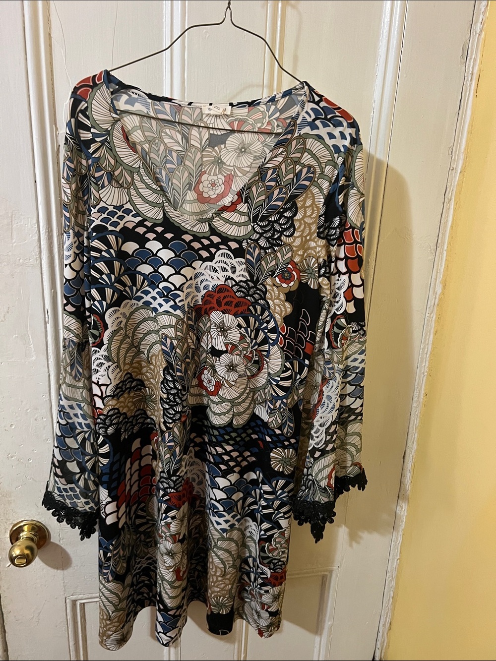 Westport Floral Scallop Print Dress in Navy, Olive, Red, White